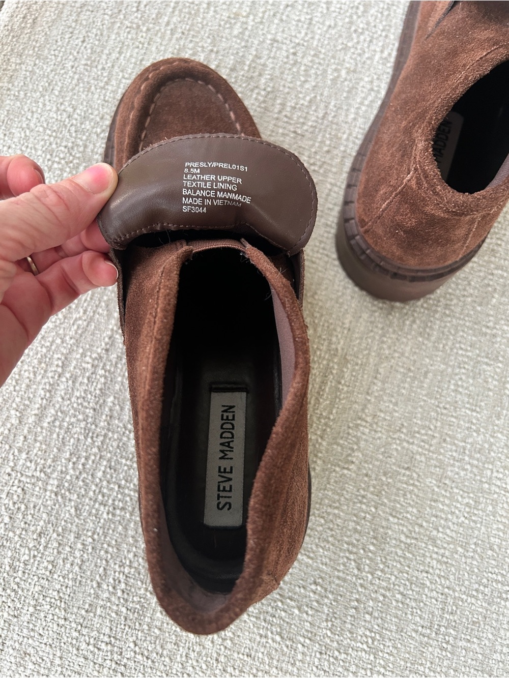 Steve Madden Brown Suede Gold-Bit Slip-On Loafers - Picture 6 of 6